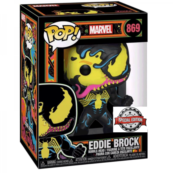 FUNKO POP! - MARVEL - Blacklight Eddie Brock Venom #869 mit Tee Größe M